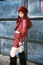 Load image into Gallery viewer, Vinyl Cropped Vegan-leather Jacket
