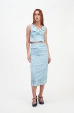 Load image into Gallery viewer, Soft Blue Lace Gather Skirt
