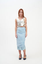 Load image into Gallery viewer, Soft Blue Lace Gather Skirt
