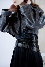 Load image into Gallery viewer, Charcoal Frosted Cropped Leather Jacket
