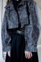 Load image into Gallery viewer, Charcoal Frosted Cropped Leather Jacket
