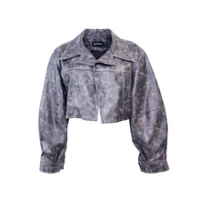 Load image into Gallery viewer, Charcoal Frosted Cropped Leather Jacket
