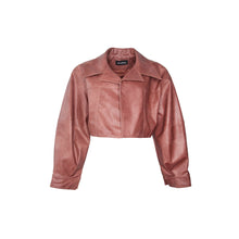 Load image into Gallery viewer, Washed Terracotta Leather Cropped Jacket
