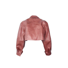 Load image into Gallery viewer, Washed Terracotta Leather Cropped Jacket

