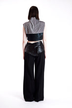 Load image into Gallery viewer, Checked Noir Mock-neck Crop Top
