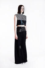 Load image into Gallery viewer, Checked Noir Mock-neck Crop Top
