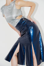 Load image into Gallery viewer, Ollie Plate Blue Leather Skirt
