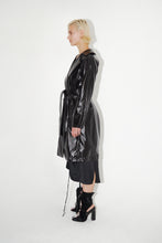 Load image into Gallery viewer, Belted Vegan-leather Trench Coat
